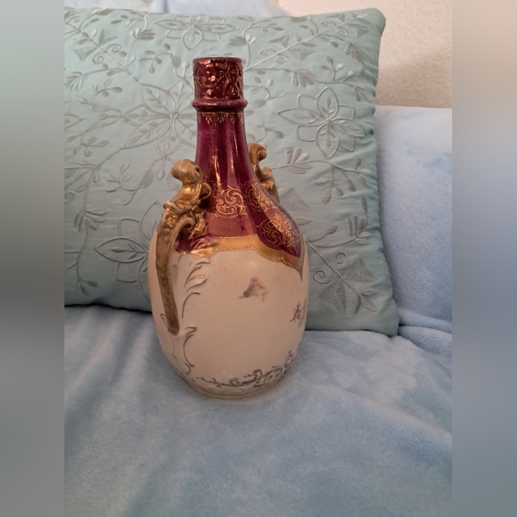 Antique Red & Gold 1891 Royal Saxe Erdmann Schlegelmilch Double Handled Vase - Picture 5 of 16
